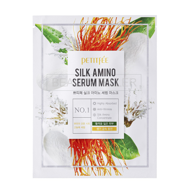 Маска для лица с протеинами шелка Petitfee Silk Amino Serum Mask